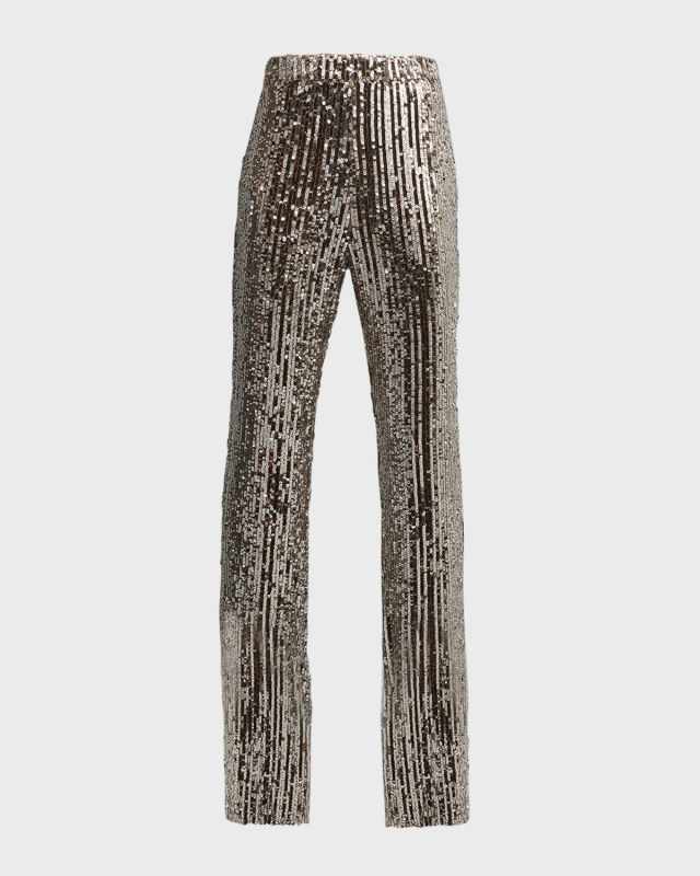 High-Rise Pinstripe Sequin Pants